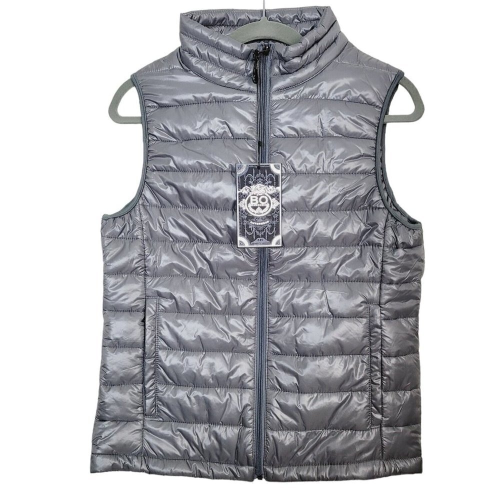 Vintage Blue Ocean Collection Puffer Vest Lightweight Liquid Gray Y2K Small NEW